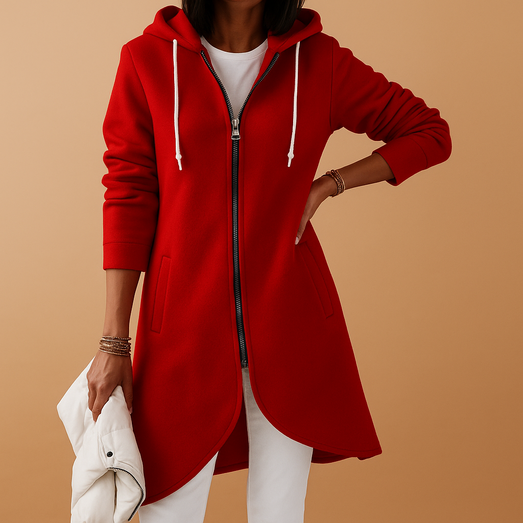 Women's casual knit zip cardigan with a soft fabric and modern design, perfect for layering and versatile everyday wear.
