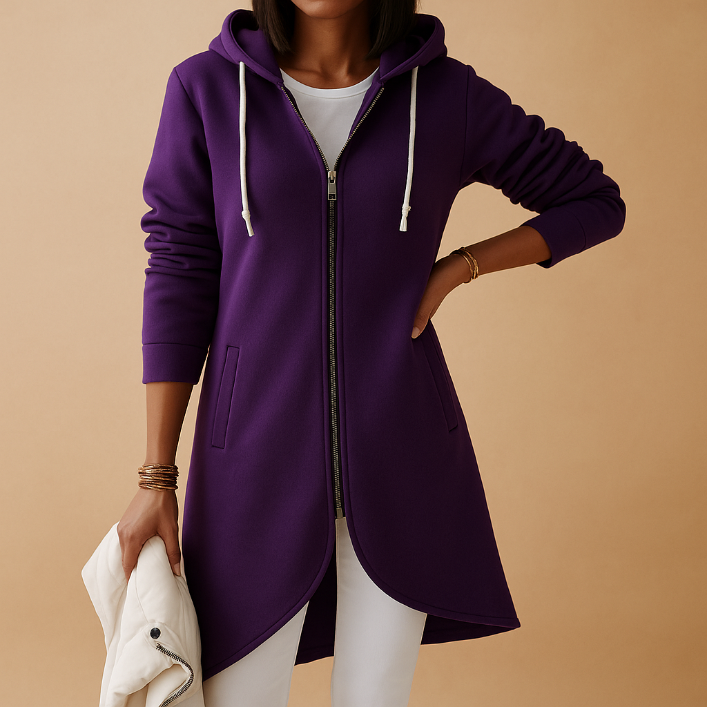 Women's casual knit zip cardigan with a soft fabric and modern design, perfect for layering and versatile everyday wear.