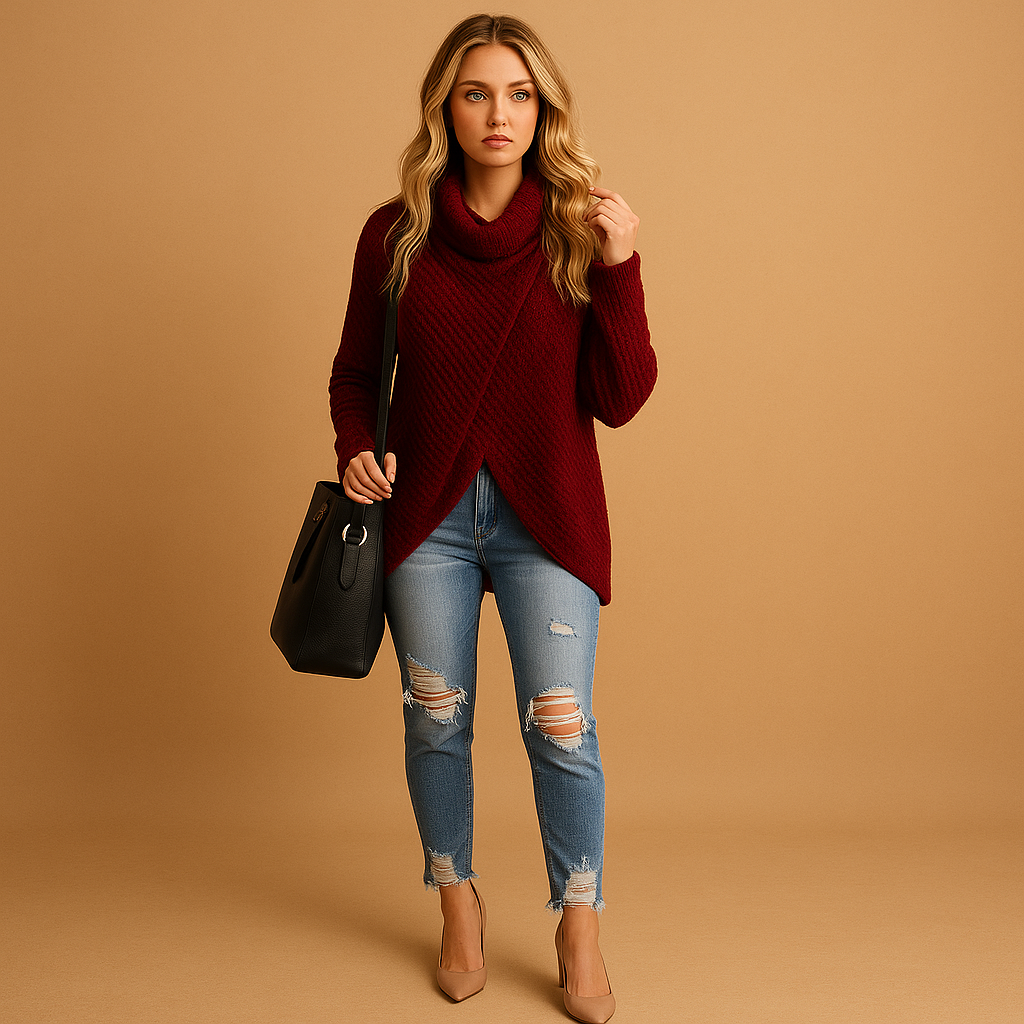 Women's fitted knit sweater with a flattering tailored design and soft breathable fabric, perfect for stylish daily wear in all seasons.