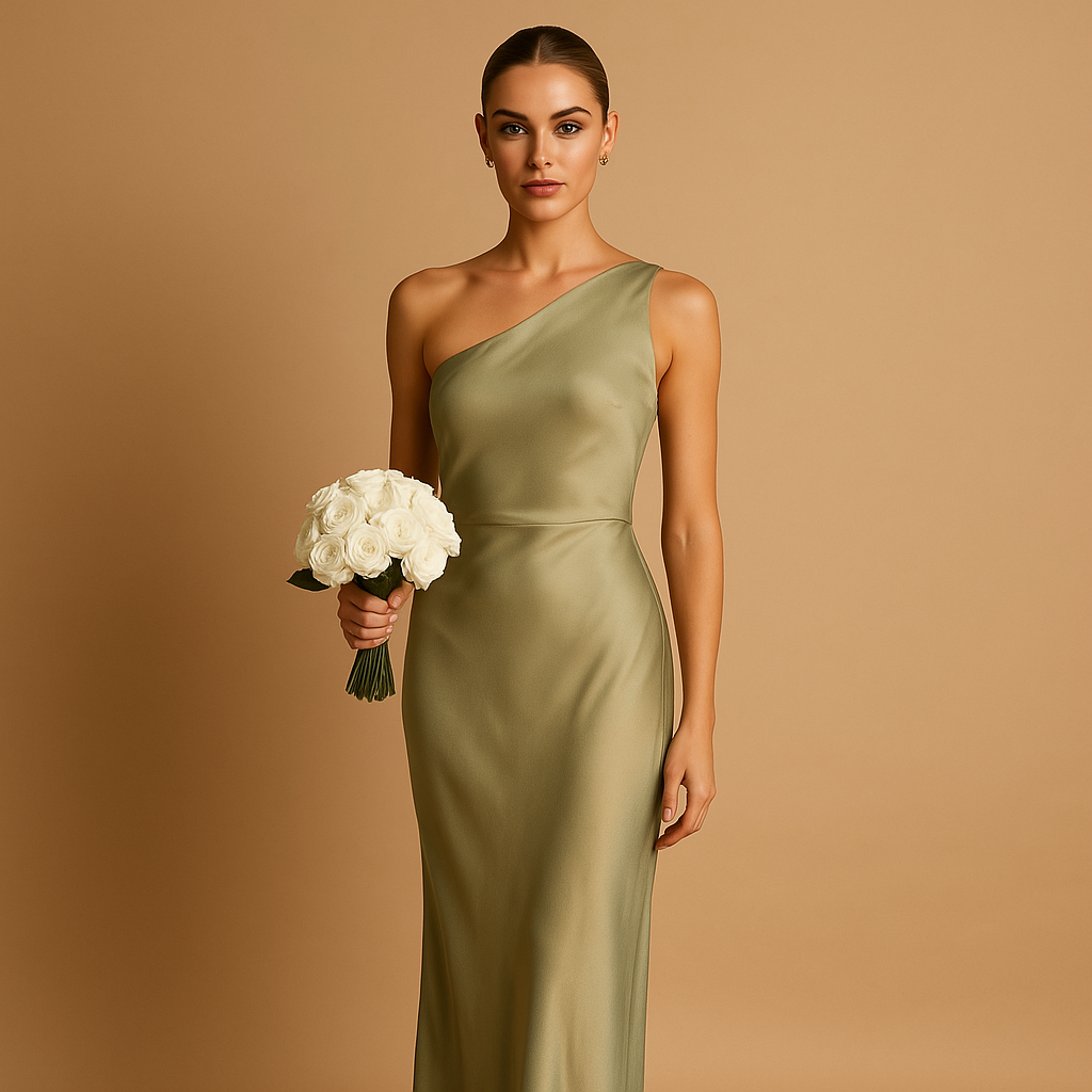 Asymmetrical evening dress for women named Valentina, with a body-hugging fit, soft stretch fabric, and chic split detail, perfect for galas and parties.