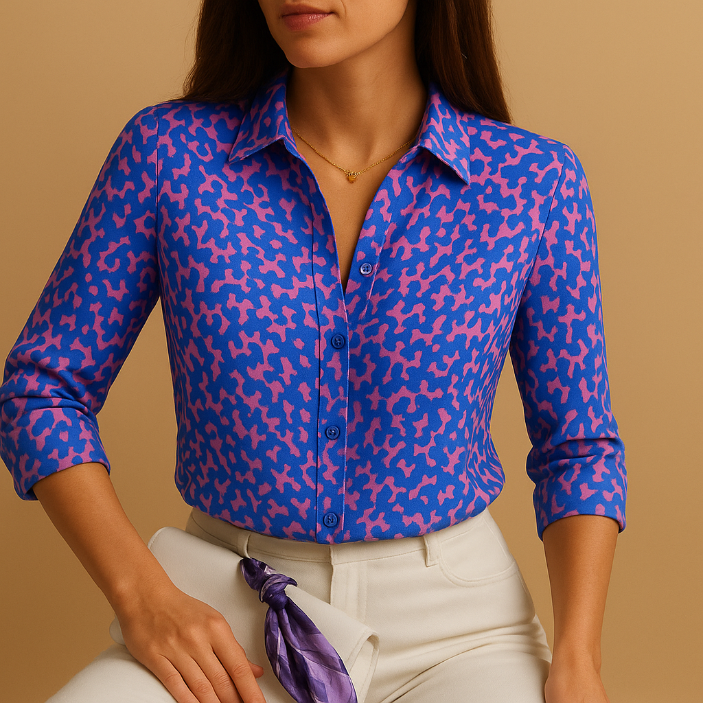 Bold printed blouse for women with a flattering fit and lightweight fabric, perfect for both casual and elegant occasions.