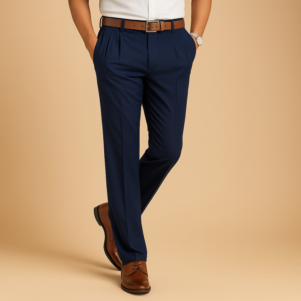 Men’s casual chino pants with relaxed fit and neat finish, versatile smart casual design for work, leisure, or everyday wear.