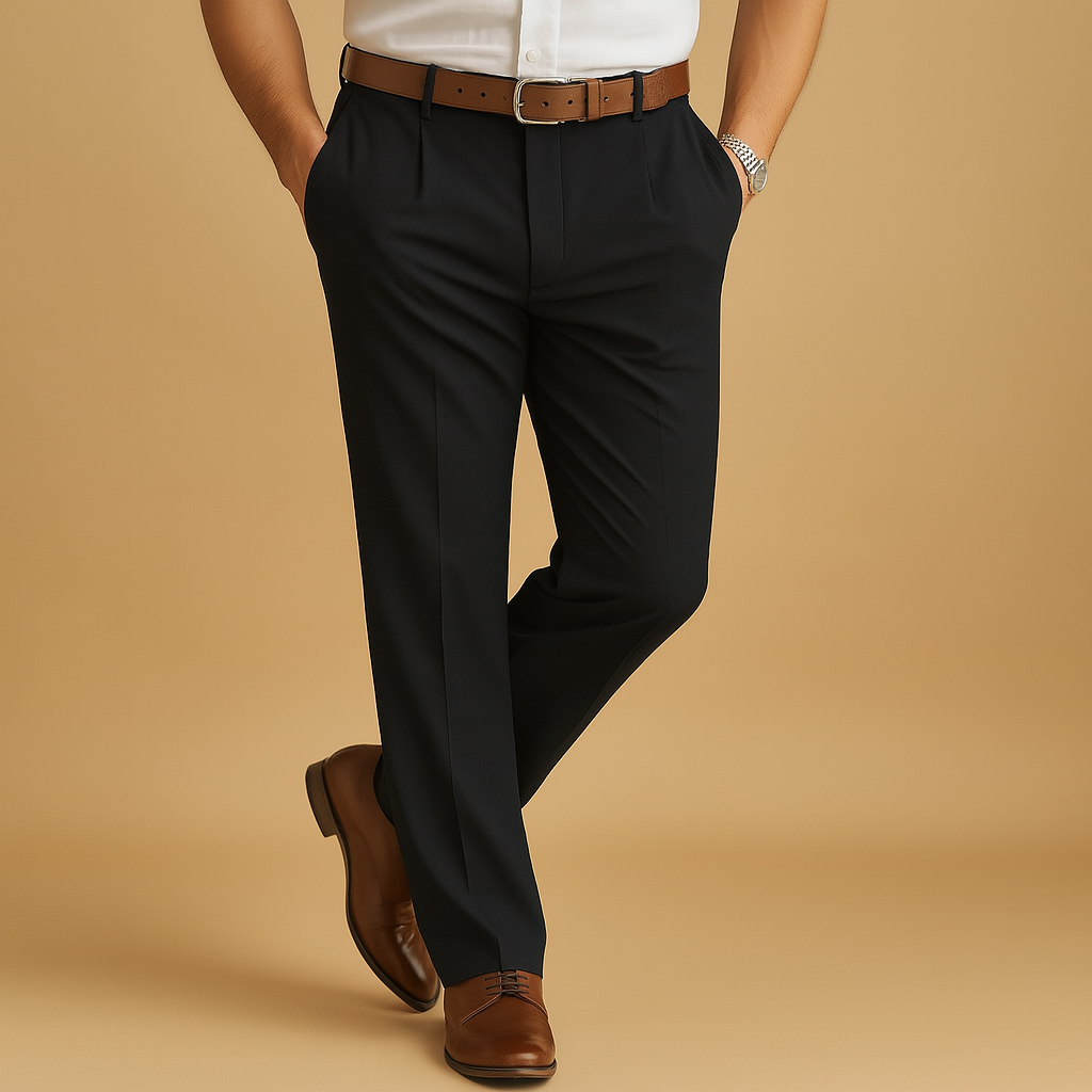 Men’s casual chino pants with relaxed fit and neat finish, versatile smart casual design for work, leisure, or everyday wear.
