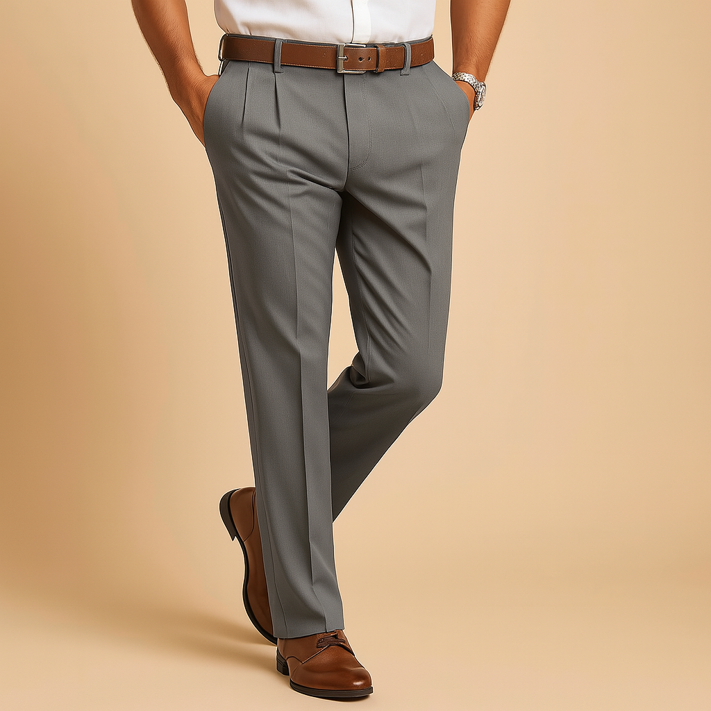 Men’s casual chino pants with relaxed fit and neat finish, versatile smart casual design for work, leisure, or everyday wear.