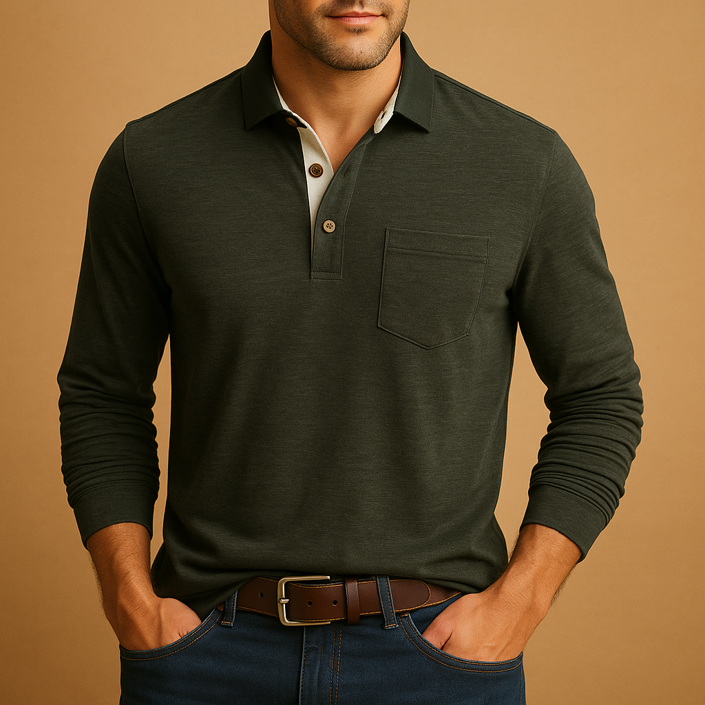 Casual cotton long sleeve shirt for men with button closure and chest pocket, available in multiple colors. Ideal for casual and everyday outfits.