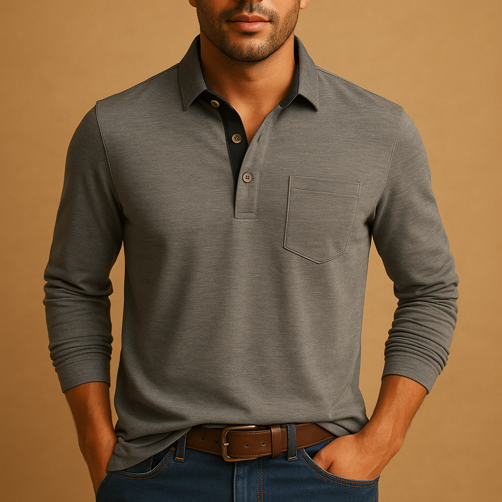Casual cotton long sleeve shirt for men with button closure and chest pocket, available in multiple colors. Ideal for casual and everyday outfits.