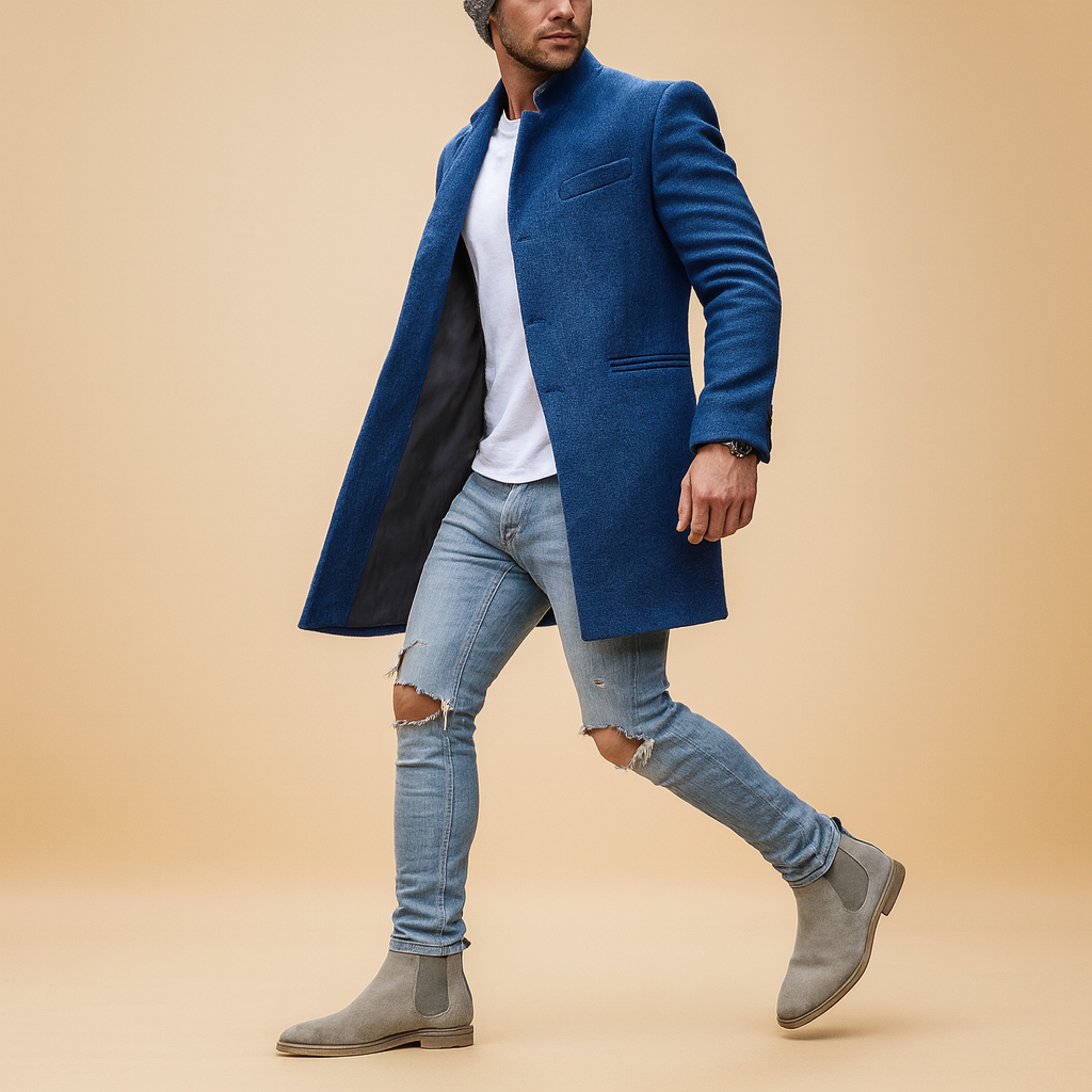 Men’s casual winter coat with relaxed fit and warm lining, perfect for cold weather, autumn, and winter wear.
