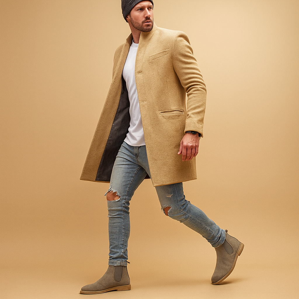 Men’s casual winter coat with relaxed fit and warm lining, perfect for cold weather, autumn, and winter wear.