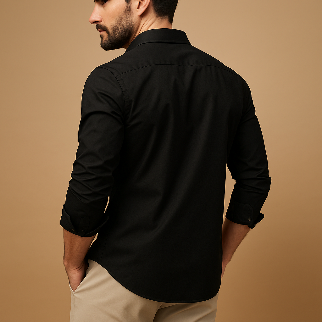 Men’s classic button-up shirt Adrian with notch collar and chest pocket, perfect for formal events, office wear, or casual occasions.
