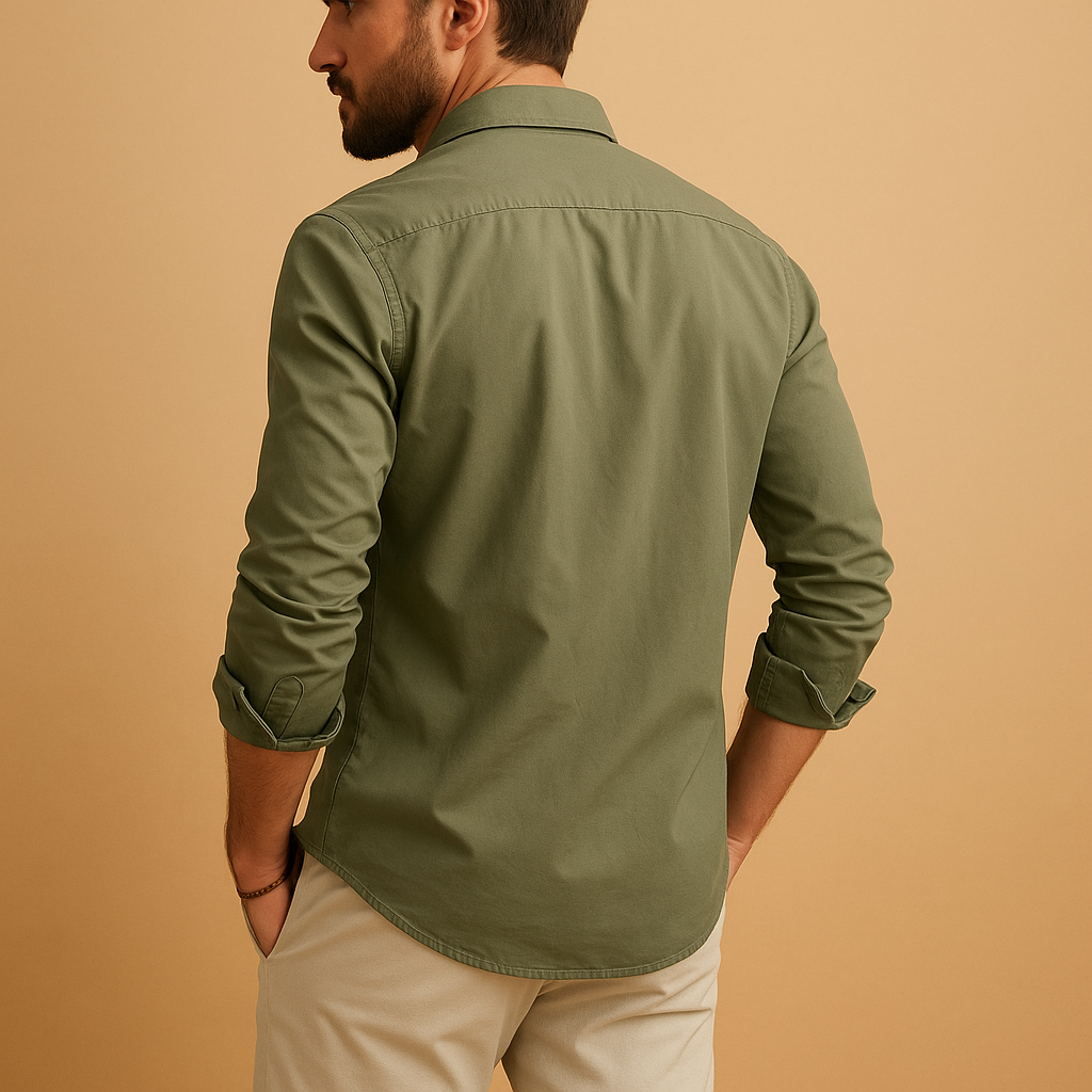 Men’s classic button-up shirt Adrian with notch collar and chest pocket, perfect for formal events, office wear, or casual occasions.
