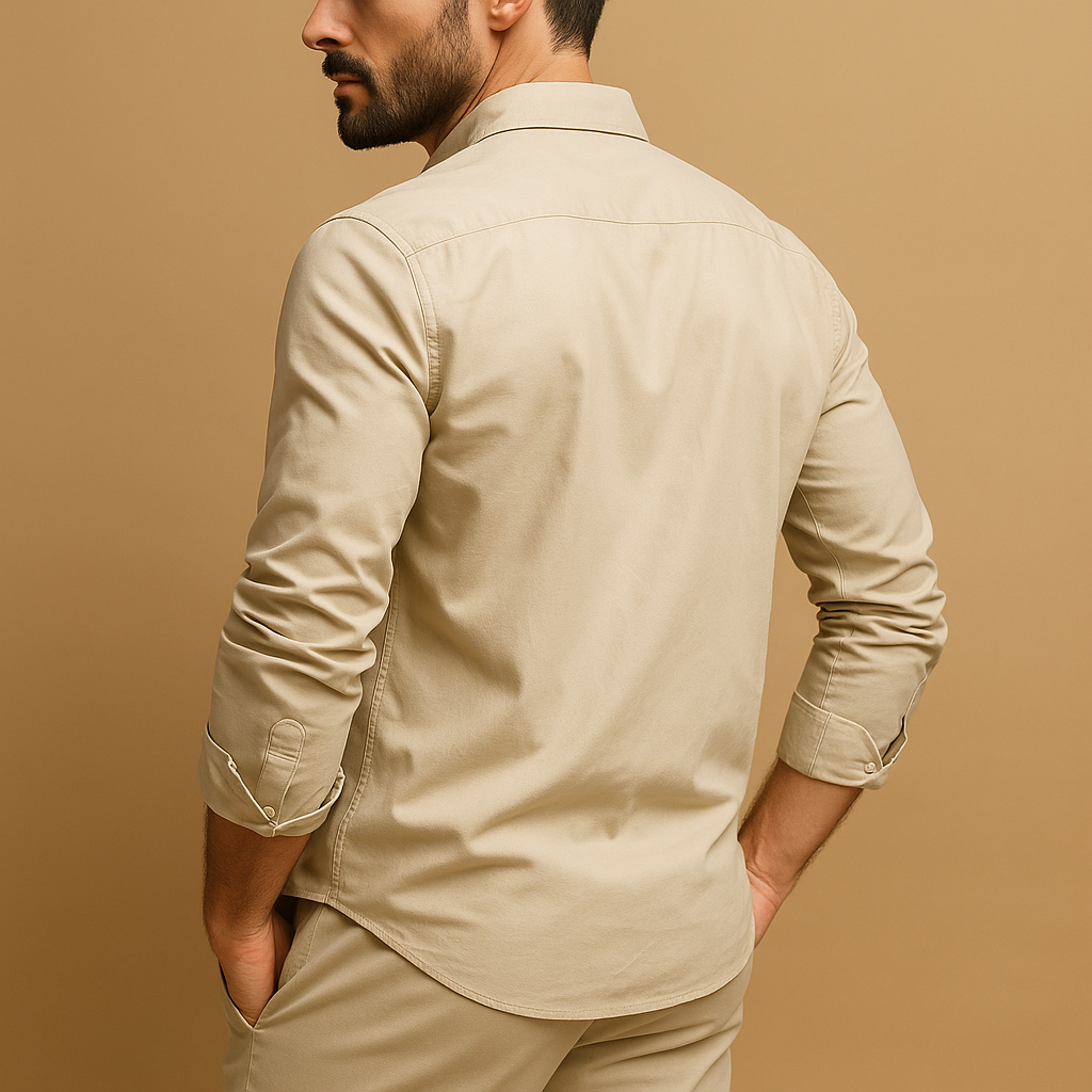 Men’s classic button-up shirt Adrian with notch collar and chest pocket, perfect for formal events, office wear, or casual occasions.