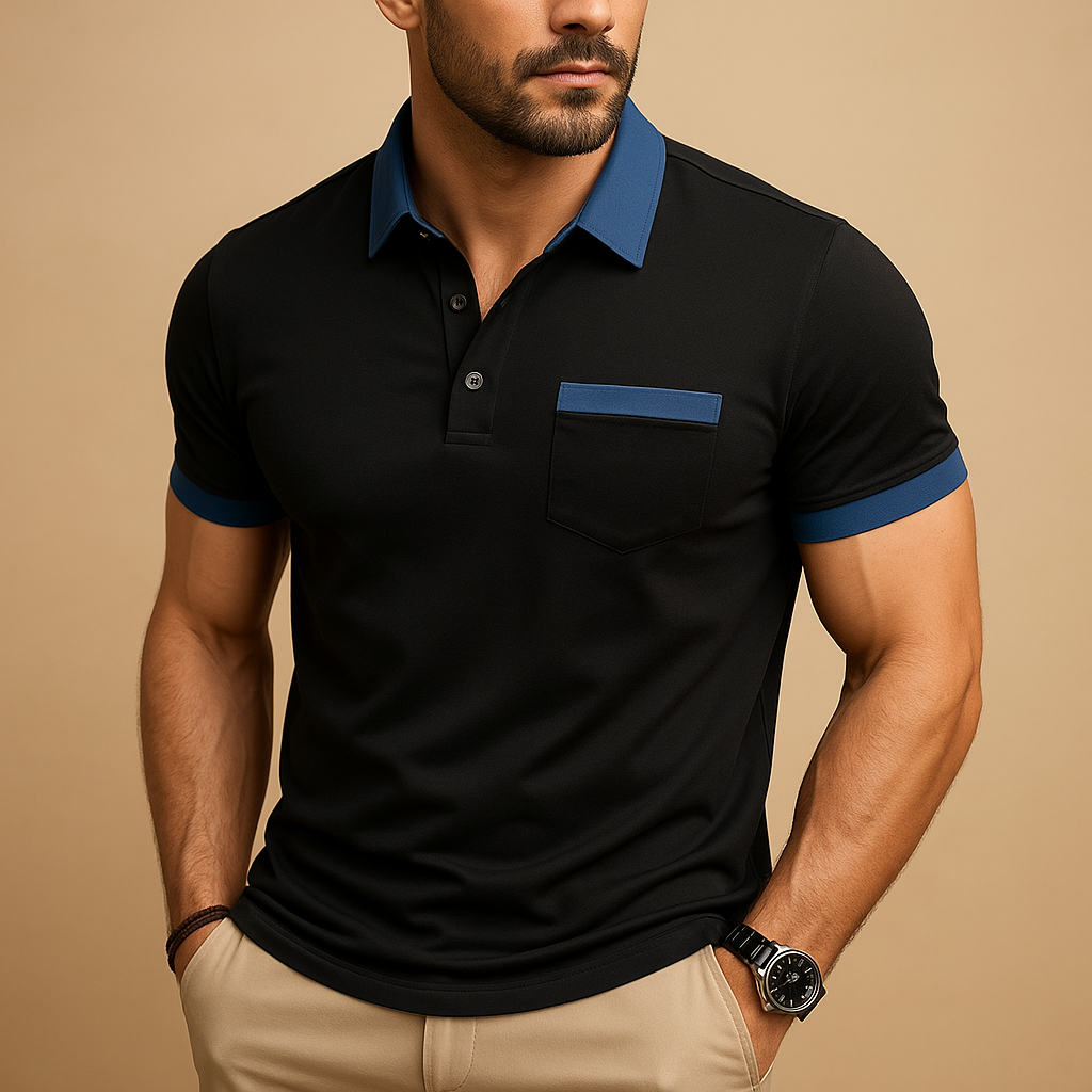 Classic short sleeve polo shirt for men with collar and button closure, available in multiple colors. Ideal for casual, office, or semi-formal wear.