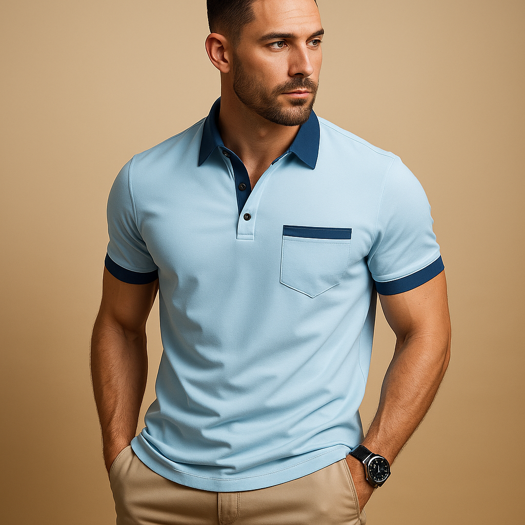 Classic short sleeve polo shirt for men with collar and button closure, available in multiple colors. Ideal for casual, office, or semi-formal wear.