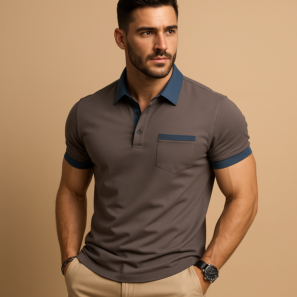 Classic short sleeve polo shirt for men with collar and button closure, available in multiple colors. Ideal for casual, office, or semi-formal wear.
