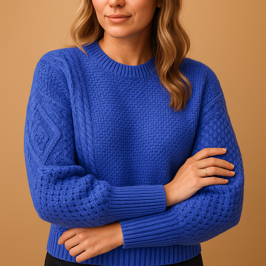 Women’s elegant knit sweater with long sleeves, soft breathable fabric, and timeless round-neck design. Perfect for casual, office, or evening wear.