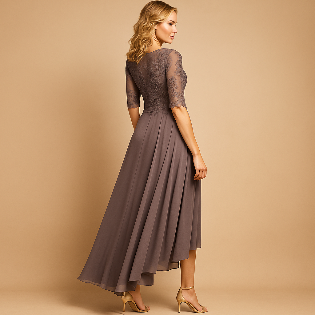 Elegant lace party dress for women with flattering fit and refined details, ideal for weddings, galas, and special celebrations.