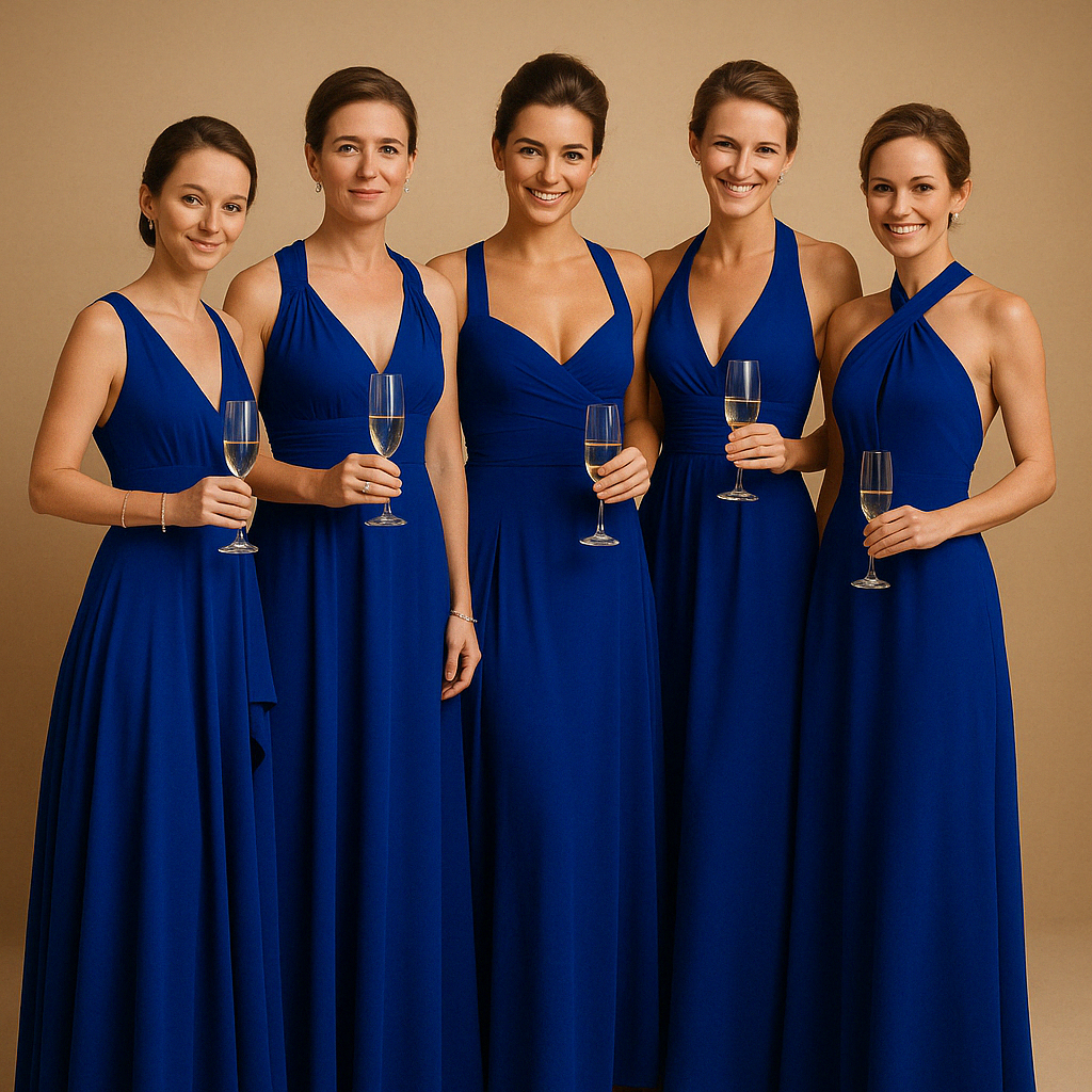 Women’s elegant wrap dress with extra-long straps and pleated waist, 20+ styling options, perfect for weddings, parties, and formal occasions.
