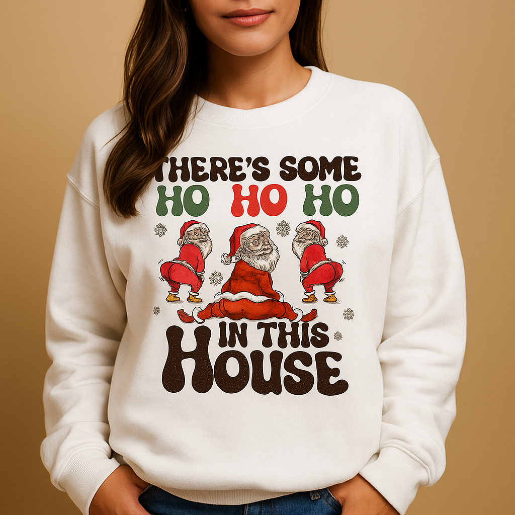 Festive Christmas sweater for women with relaxed fit and playful holiday pattern, perfect for family gatherings, Christmas parties, or cozy evenings.