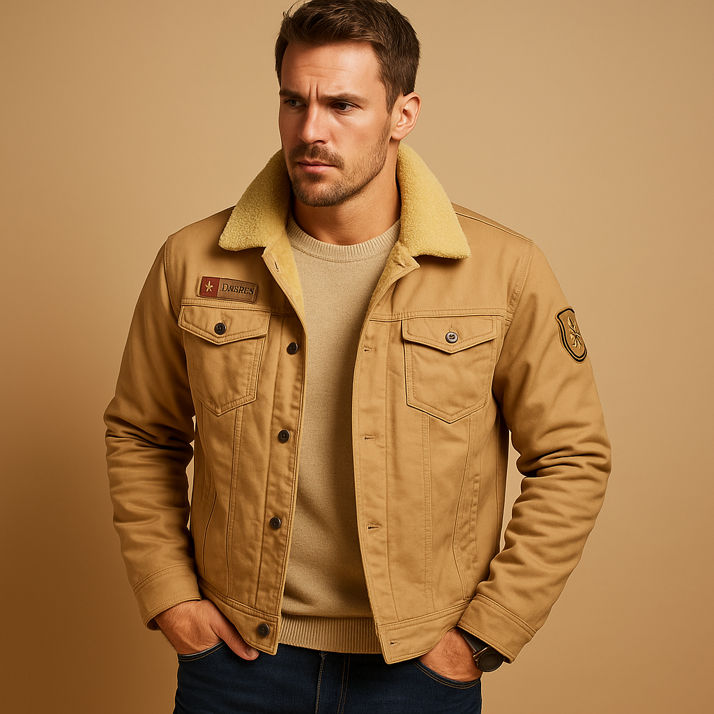 Men’s fleece motorcycle jacket with reinforced panels, warm and breathable design for cold-weather rides and casual wear.