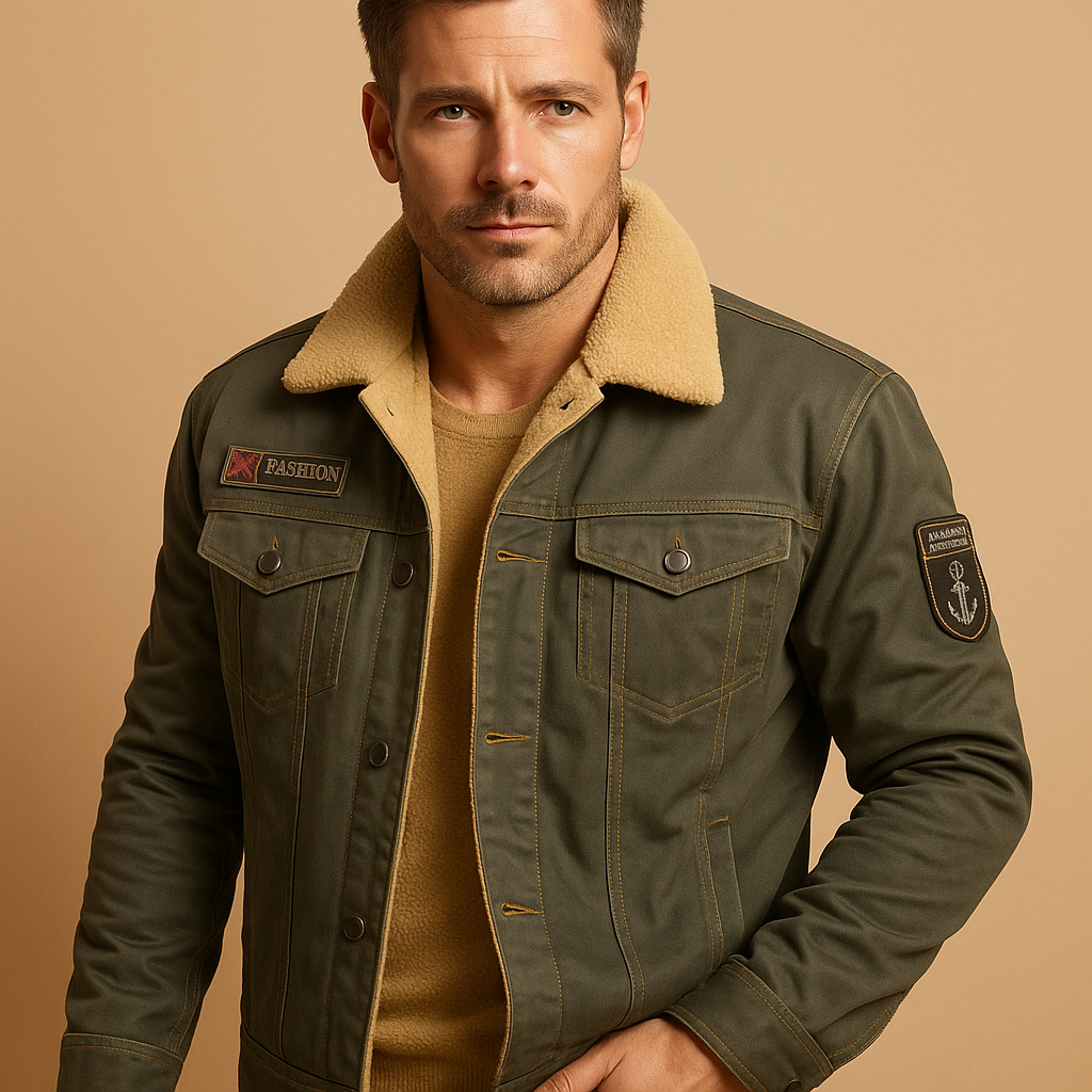 Men’s fleece motorcycle jacket with reinforced panels, warm and breathable design for cold-weather rides and casual wear.