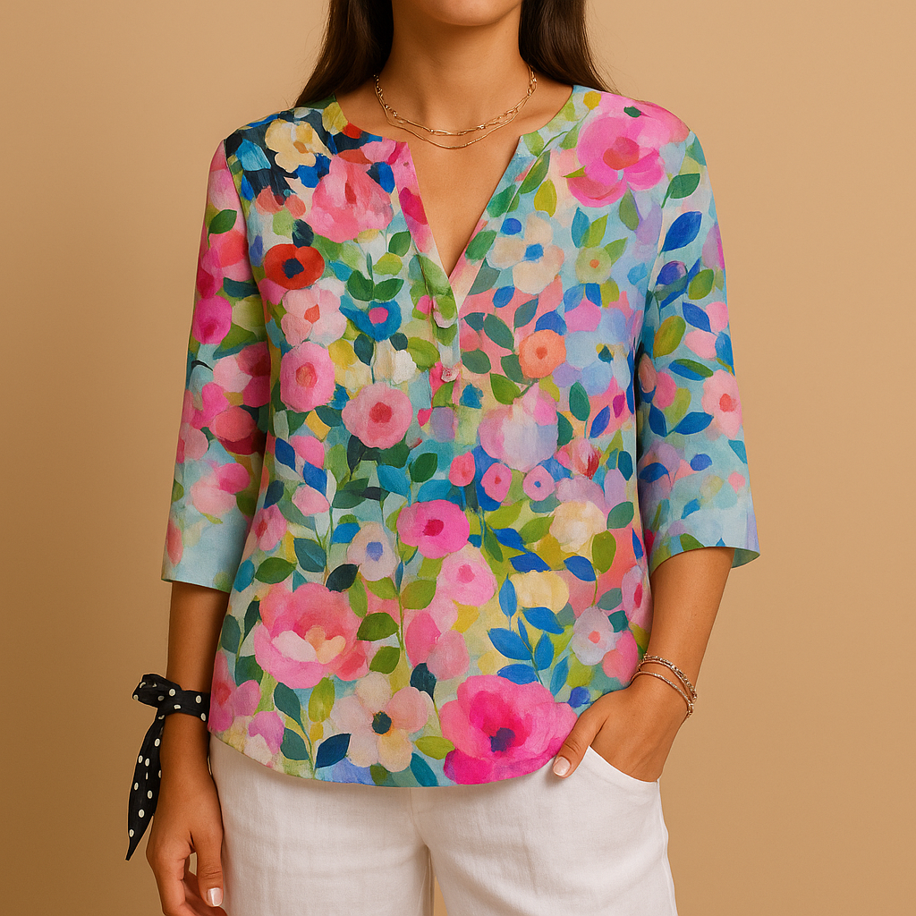 Floral button-up blouse for women | Amelia