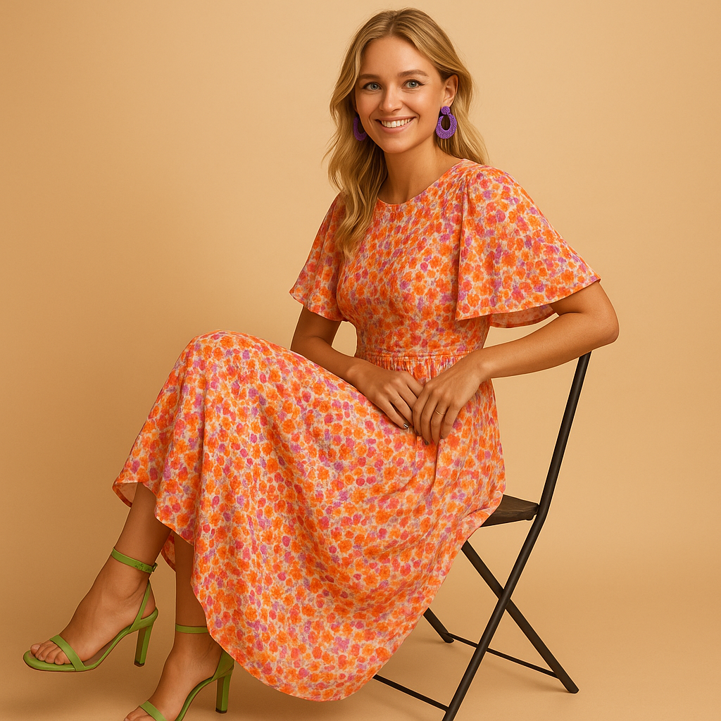Women’s floral maxi summer dress with V-neckline and flowing silhouette, perfect for casual outings, warm days, and elegant evening occasions.