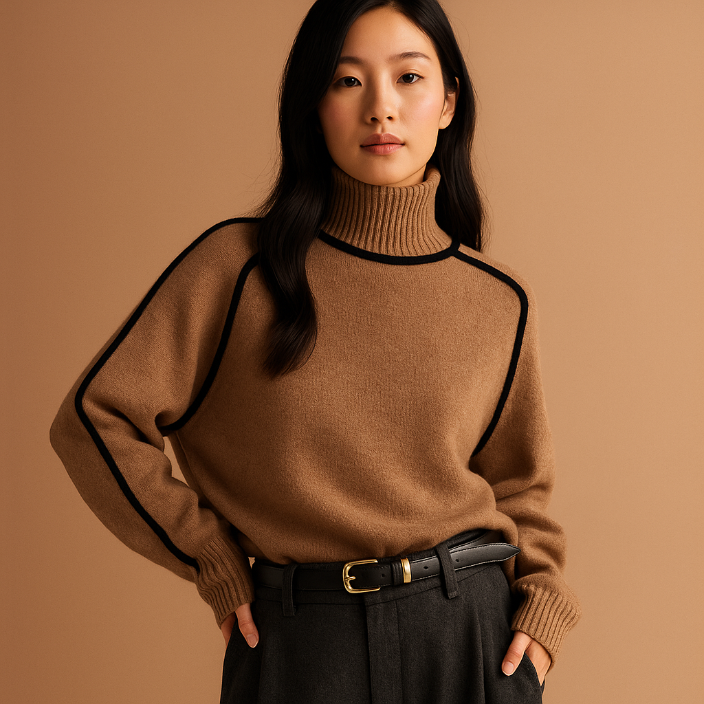 Knit turtleneck sweater for women with tailored fit and soft high collar, perfect for both formal outfits and everyday casual wear.