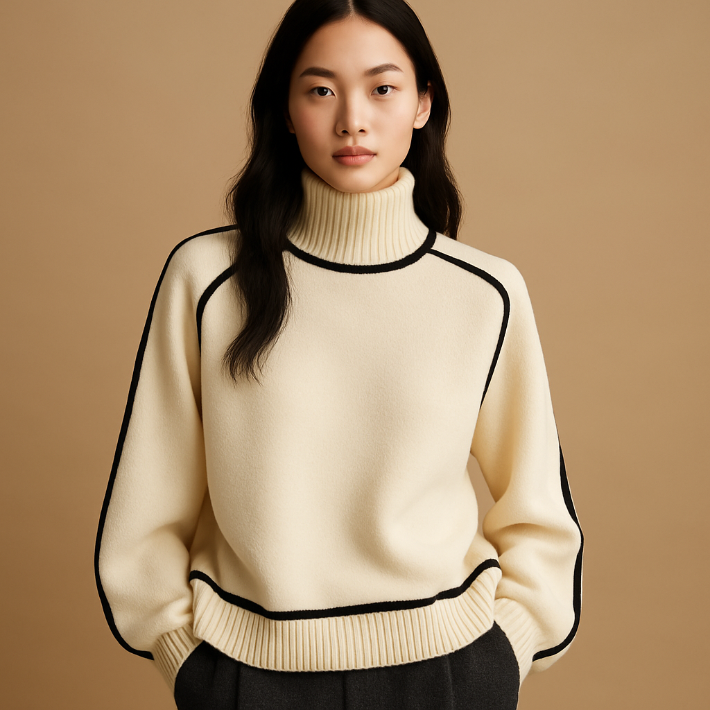 Knit turtleneck sweater for women with tailored fit and soft high collar, perfect for both formal outfits and everyday casual wear.