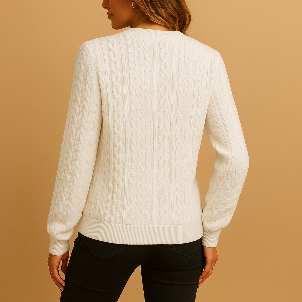 Women’s knitted casual sweater with relaxed fit, breathable fabric, and classic round neckline. Ideal for spring, autumn, and winter outfits.