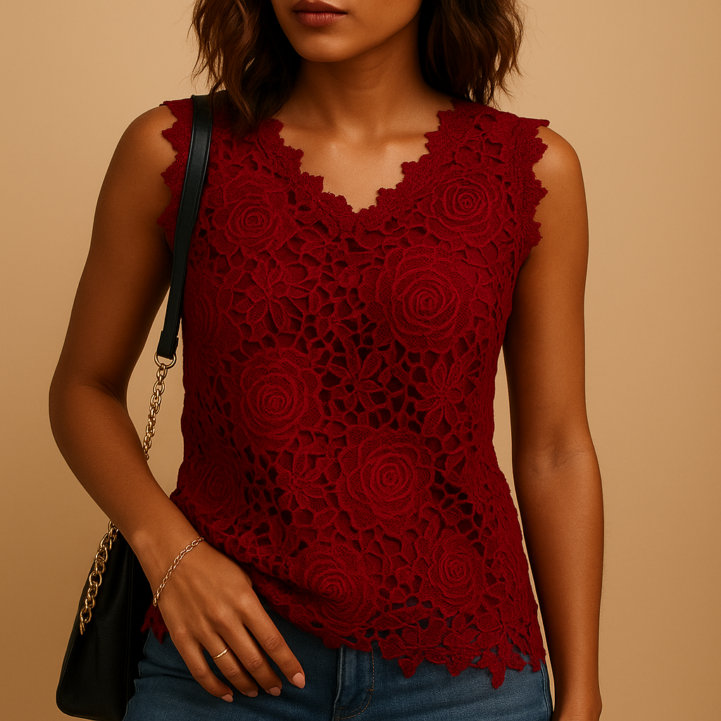 Elegant lace round neck blouse for women in white, black, pink, red, and blue, perfect for both office and casual occasions.