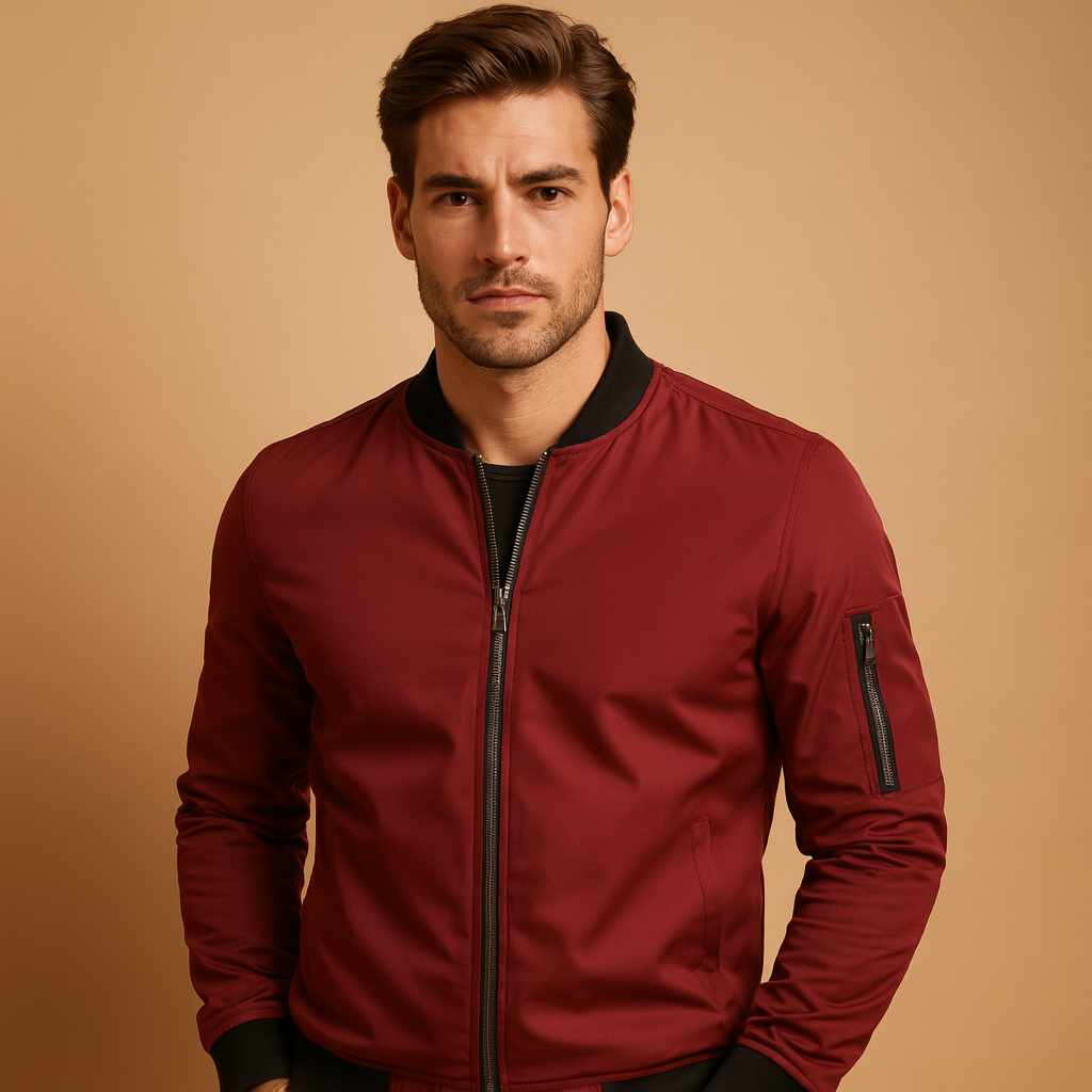 Men’s lightweight bomber jacket with zip closure and classic design, perfect for casual outfits and everyday wear.