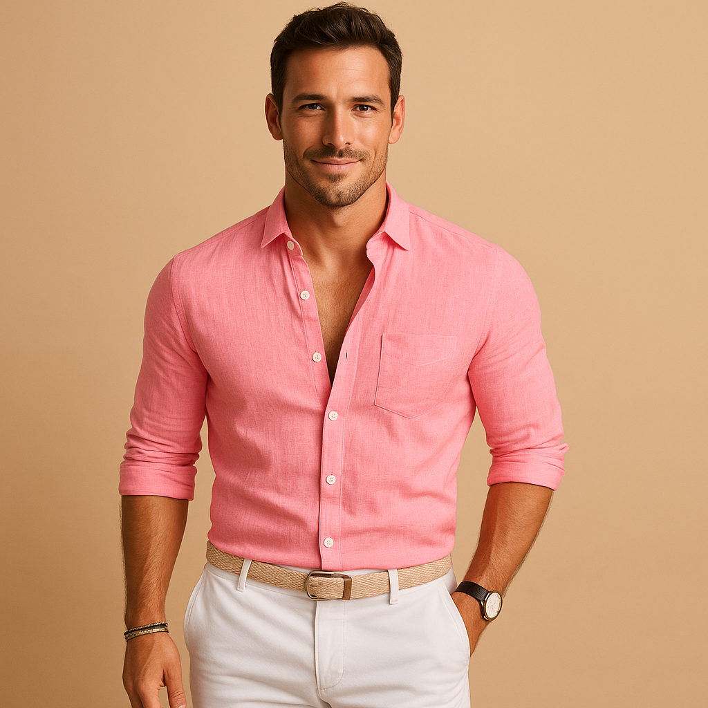 Men’s lightweight button-down shirt with refined cuffs, ideal for work, formal events, and casual wear.