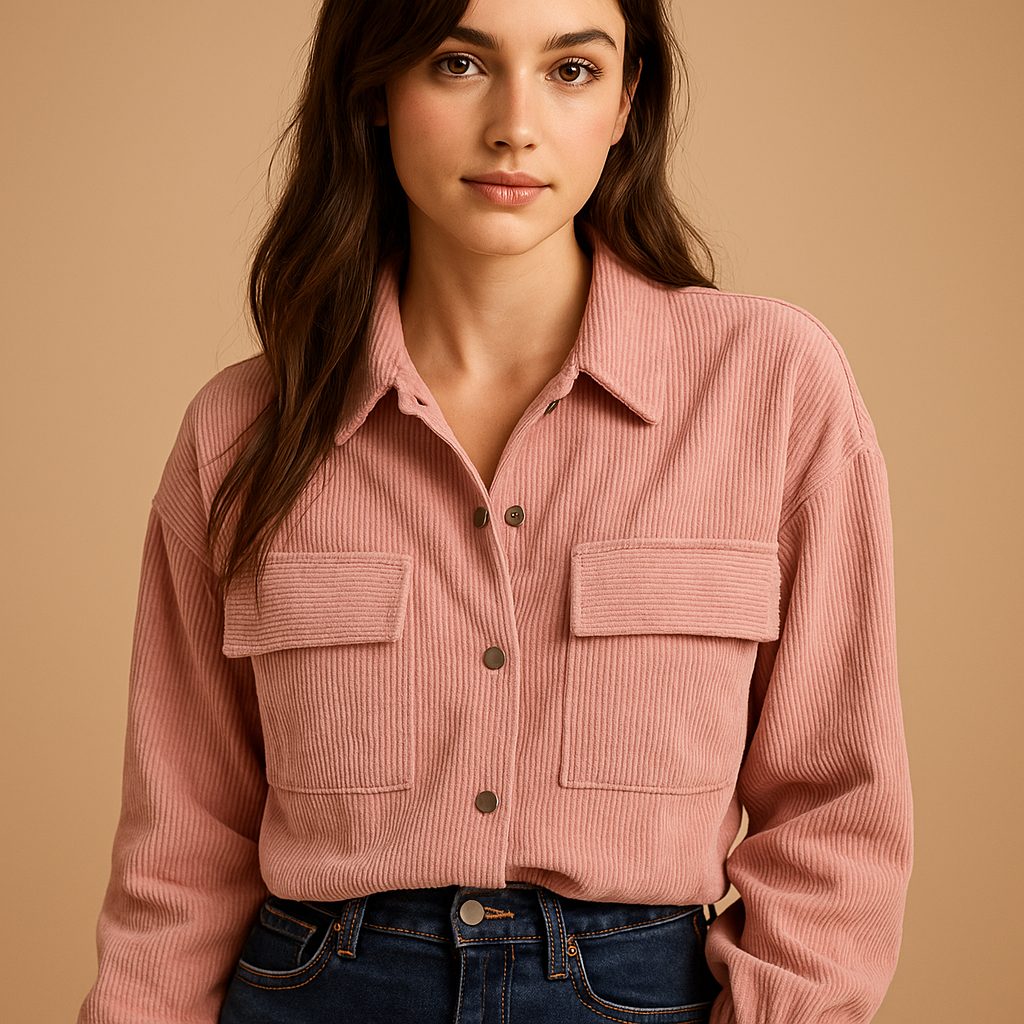 Lightweight corduroy summer jacket for women in breathable fabric, ideal for casual and elegant summer looks with versatile styling options.