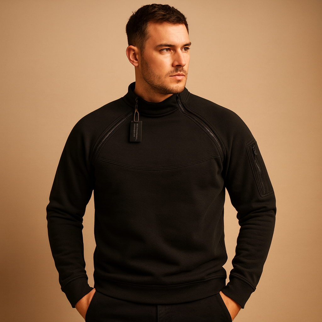 Men’s lightweight crew neck sweater with soft flexible fabric, designed for everyday comfort and minimalist year-round style.