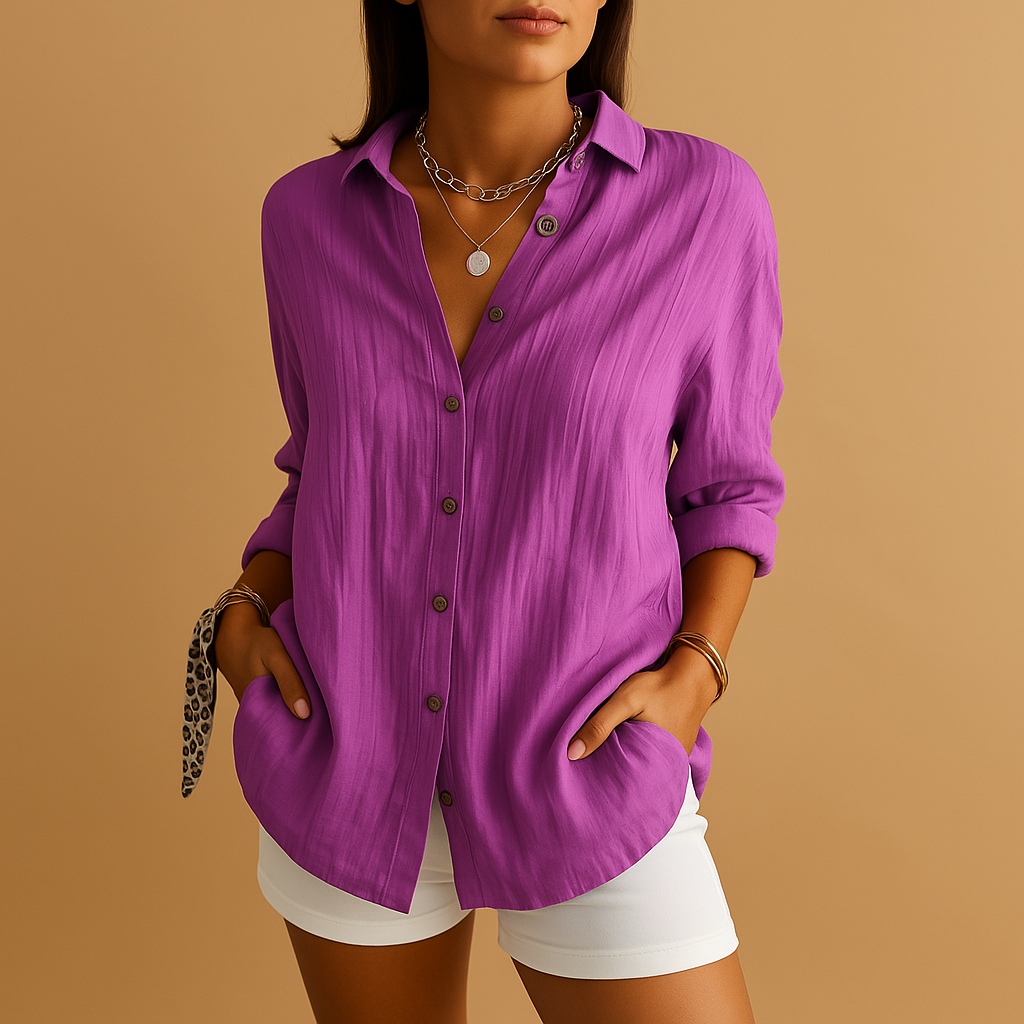 Women’s lightweight elegant blouse with breathable fabric and timeless fit, perfect for work, leisure, and warm days.