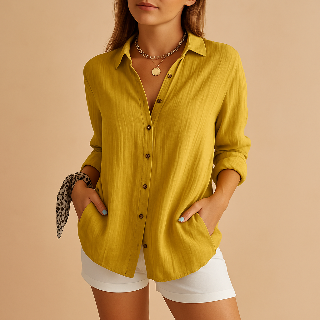Women’s lightweight elegant blouse with breathable fabric and timeless fit, perfect for work, leisure, and warm days.