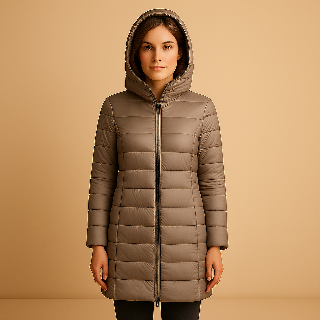 Lightweight padded jacket for women with long sleeves and a modern cut, perfect for winter days and in-between seasons.