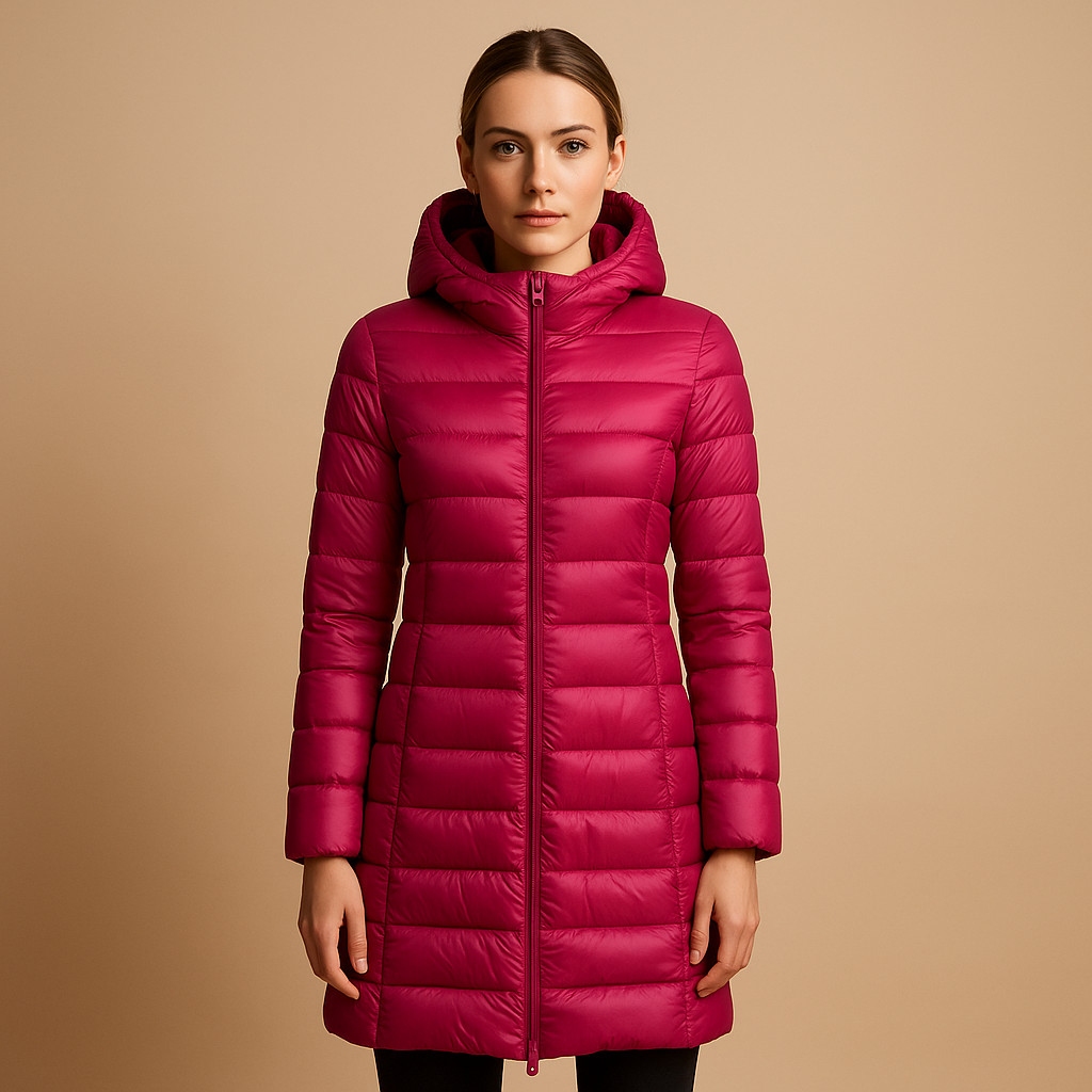 Lightweight padded jacket for women with long sleeves and a modern cut, perfect for winter days and in-between seasons.