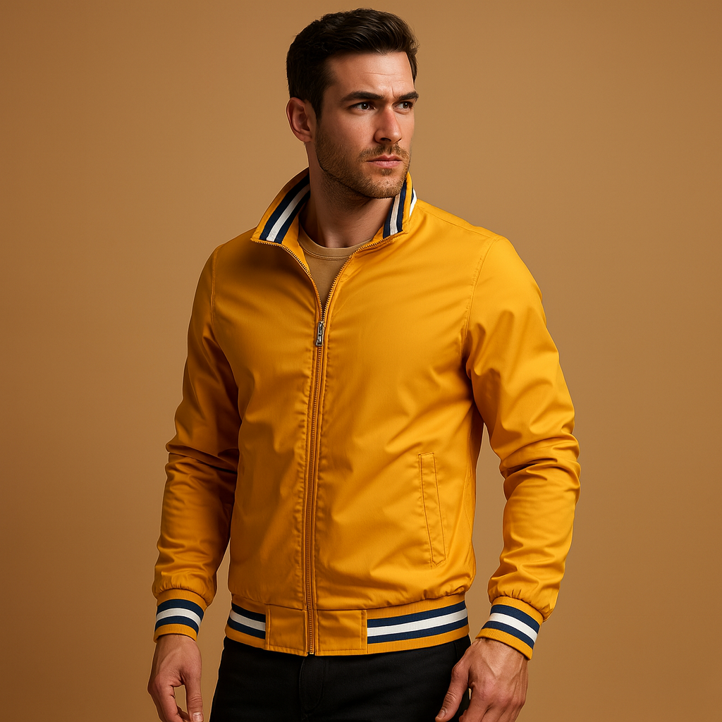 Men’s lightweight summer jacket with zipper closure and breathable design, stylish and comfortable for warm days and casual wear.