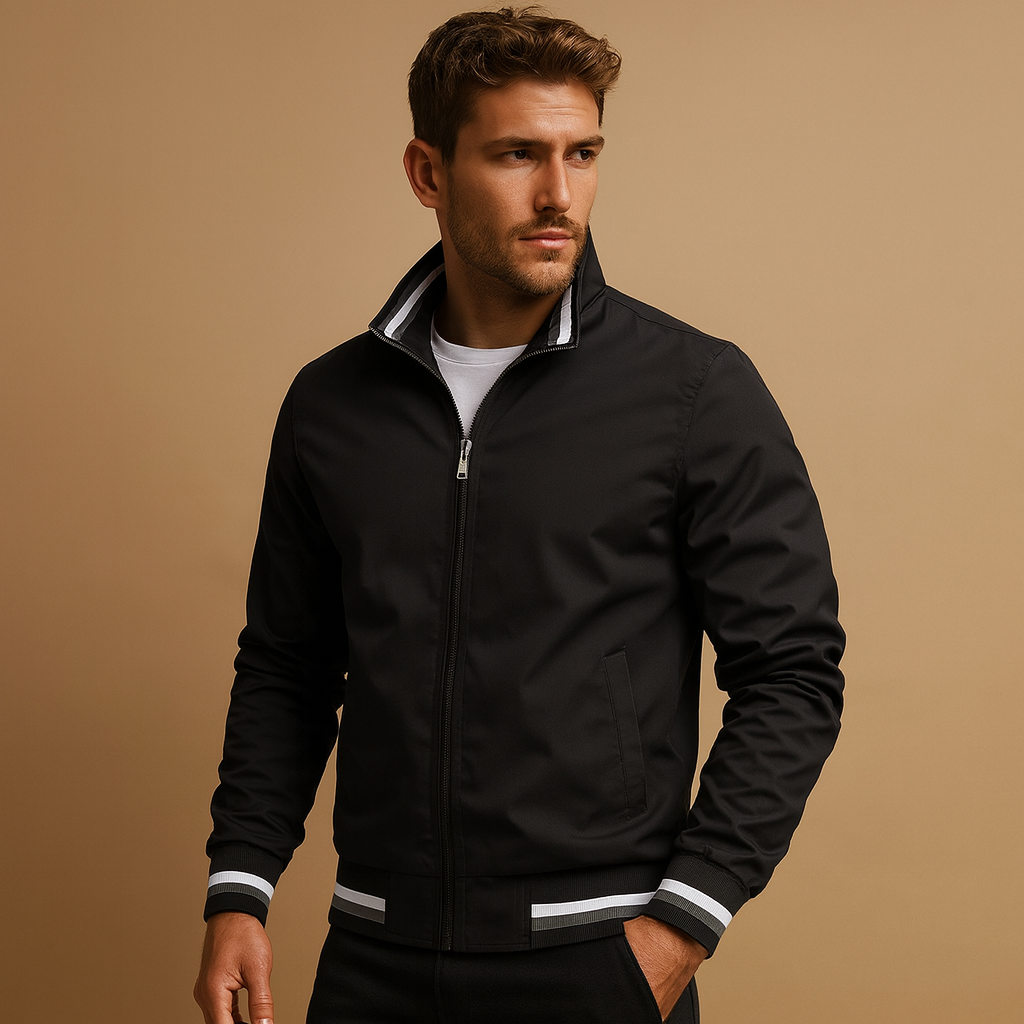 Men’s lightweight summer jacket with zipper closure and breathable design, stylish and comfortable for warm days and casual wear.