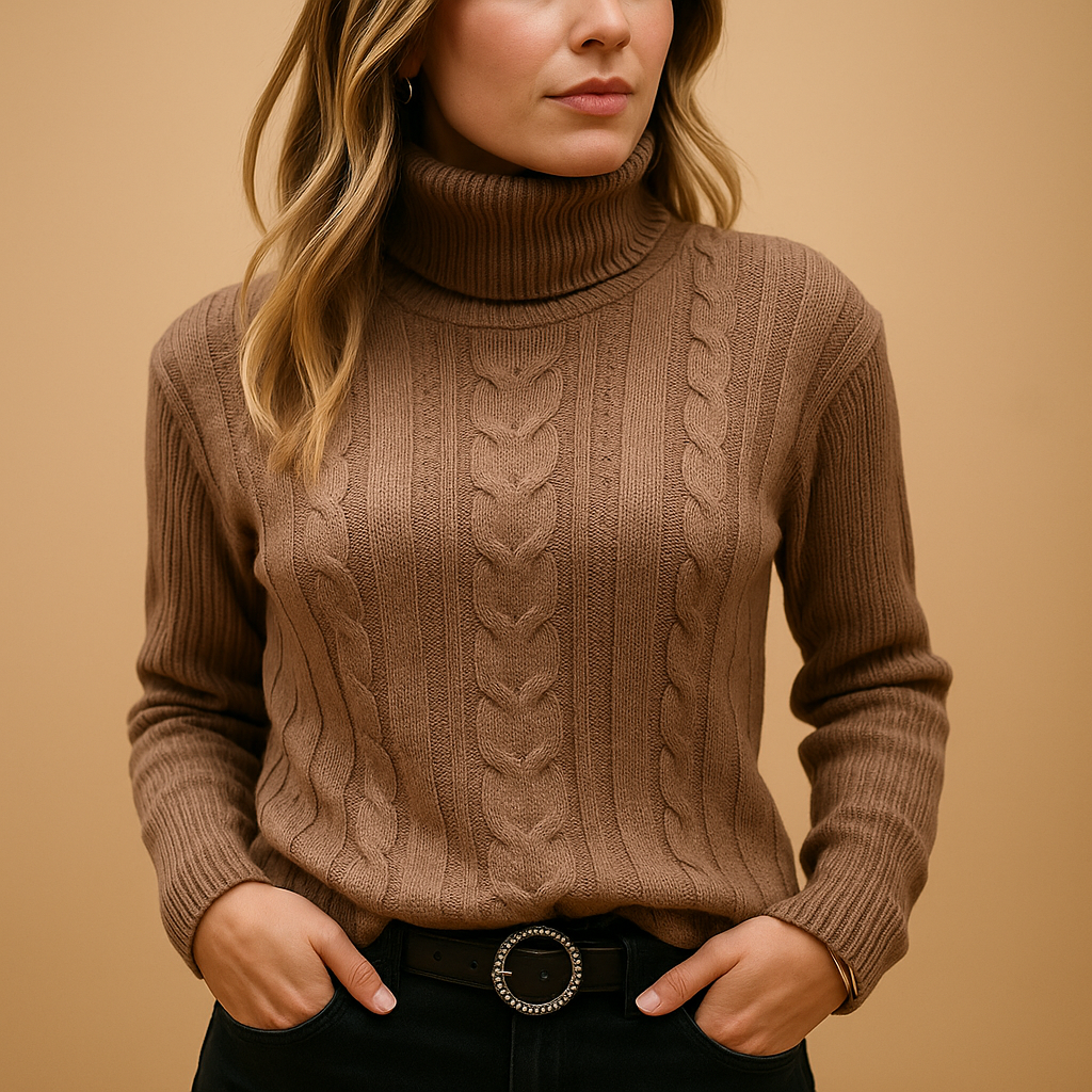Women’s lightweight turtleneck sweater with relaxed fit and minimalist design. Soft breathable fabric, perfect for casual or work outfits.