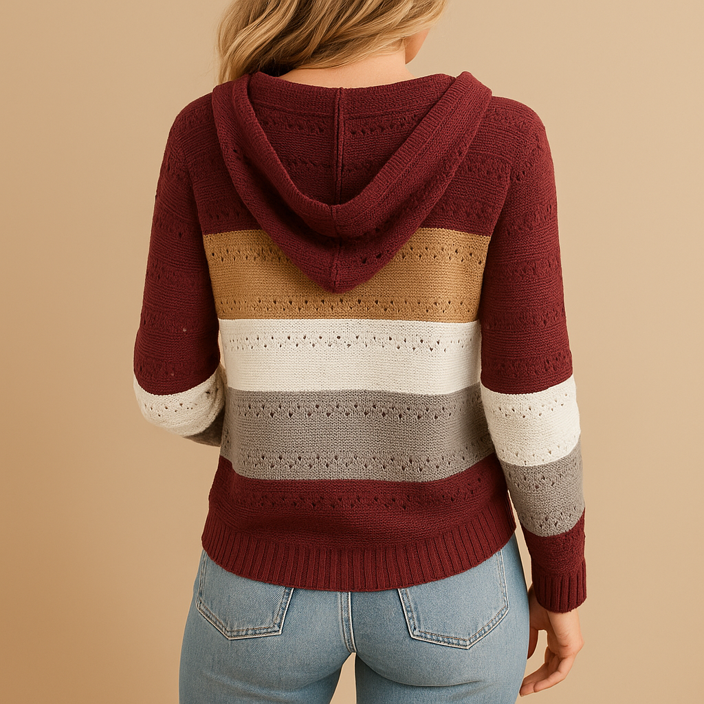 Women’s lightweight V-neck knitted sweater with breathable open-knit detail, relaxed fit, and soft fabric, perfect for spring, summer, or autumn wear.