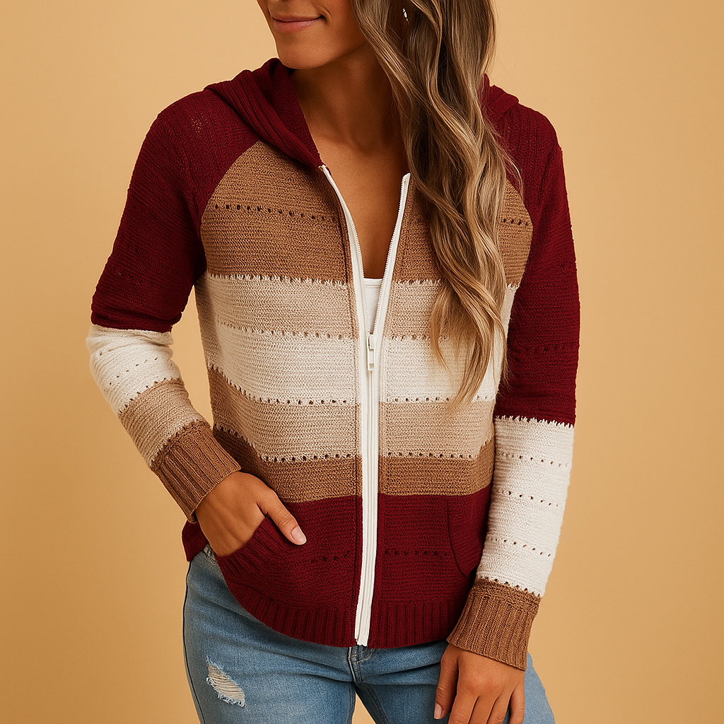 Women’s lightweight V-neck knitted sweater with breathable open-knit detail, relaxed fit, and soft fabric, perfect for spring, summer, or autumn wear.