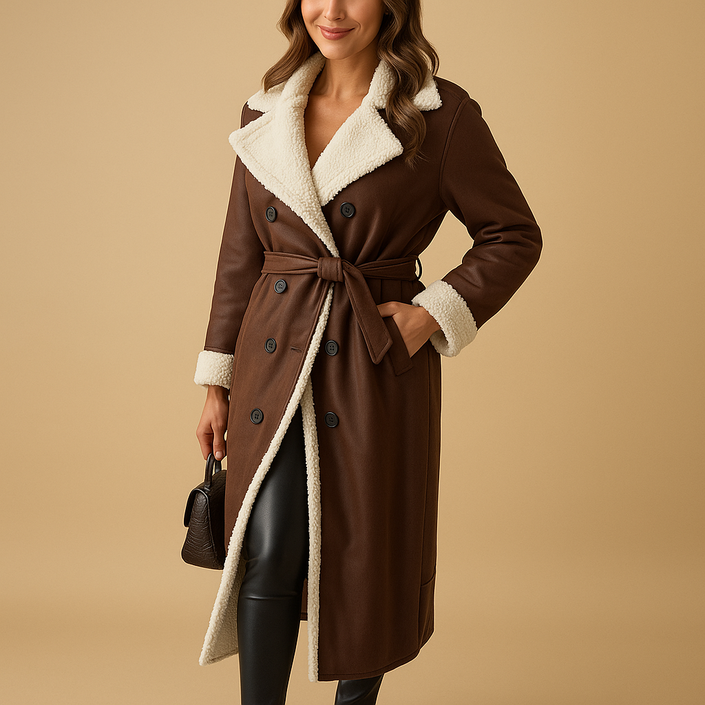 Women’s long quilted winter coat with warm lining, available in black, khaki, apricot, and brown. Elegant design with zipper and button closure.