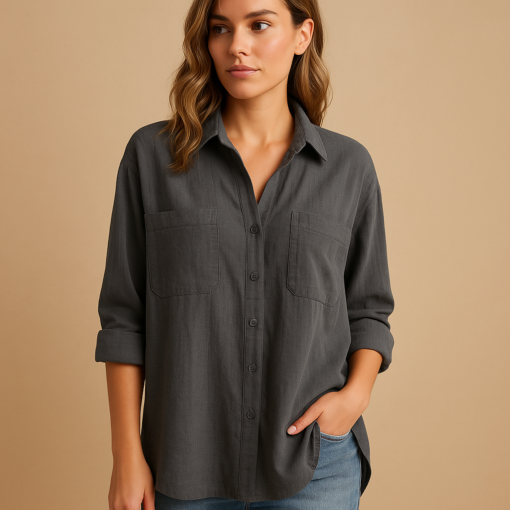 Long sleeve blouse for women with a loose fit and classic design, perfect for work, casual days, and stylish everyday looks.