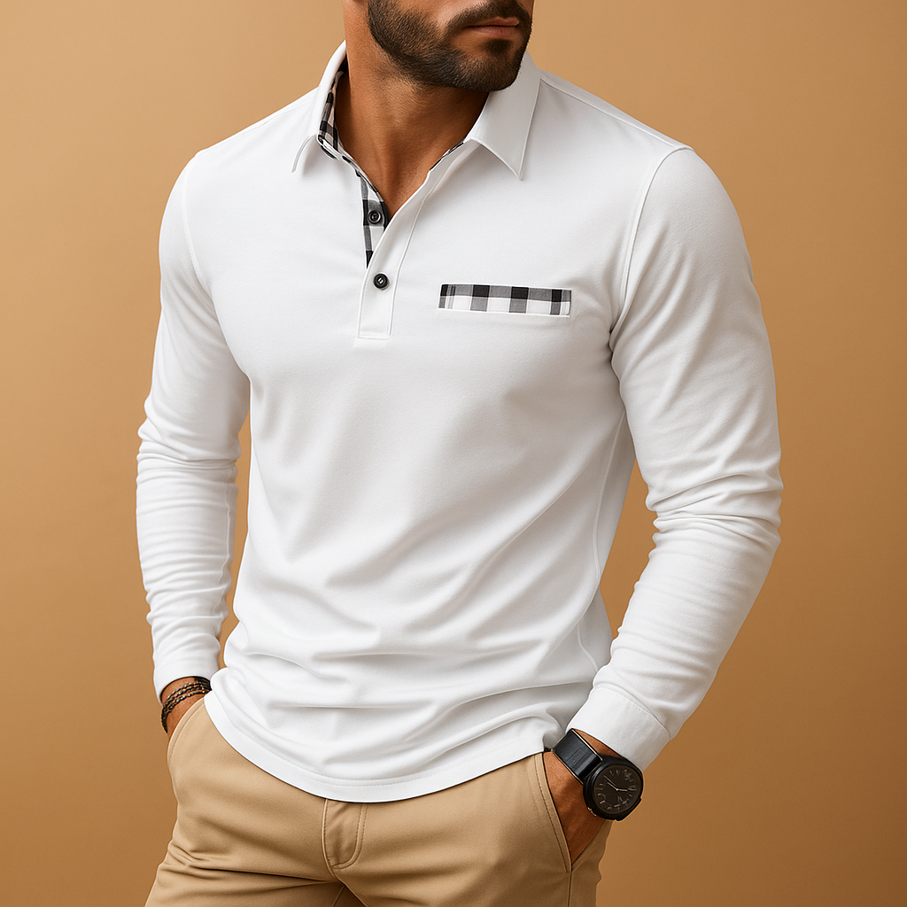Men’s long sleeve polo shirt Victor with classic collar and button closure. Comfortable fit, ideal for casual wear and business occasions.