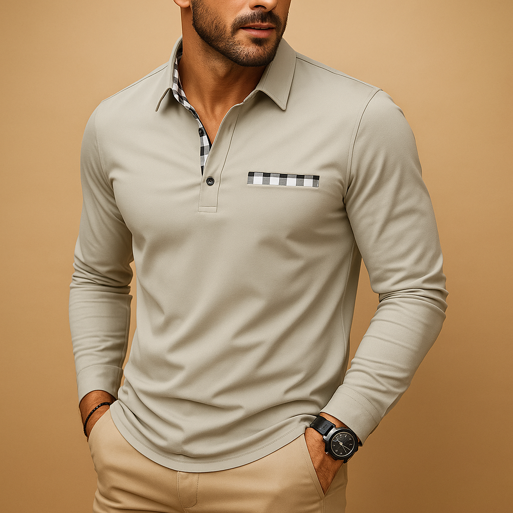Men’s long sleeve polo shirt Victor with classic collar and button closure. Comfortable fit, ideal for casual wear and business occasions.