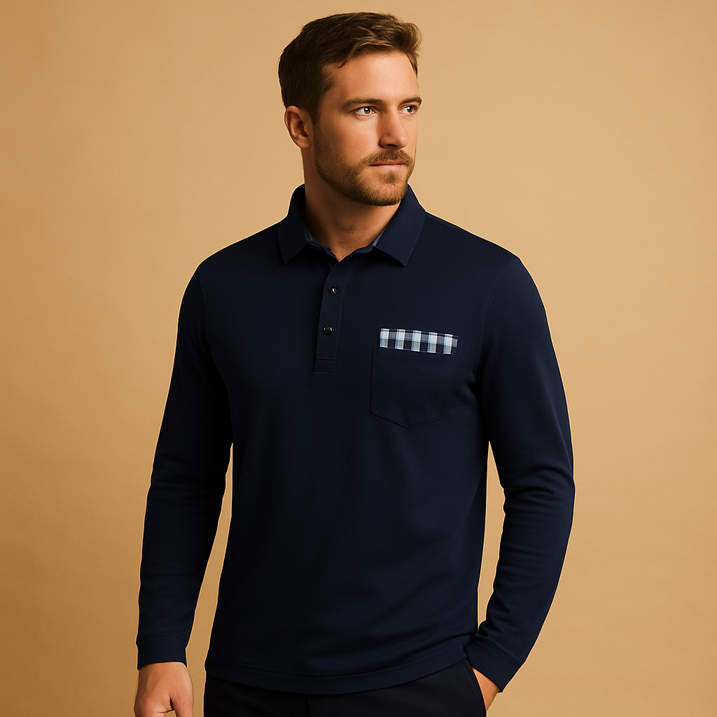 Men’s long sleeve polo shirt Victor with classic collar and button closure. Comfortable fit, ideal for casual wear and business occasions.