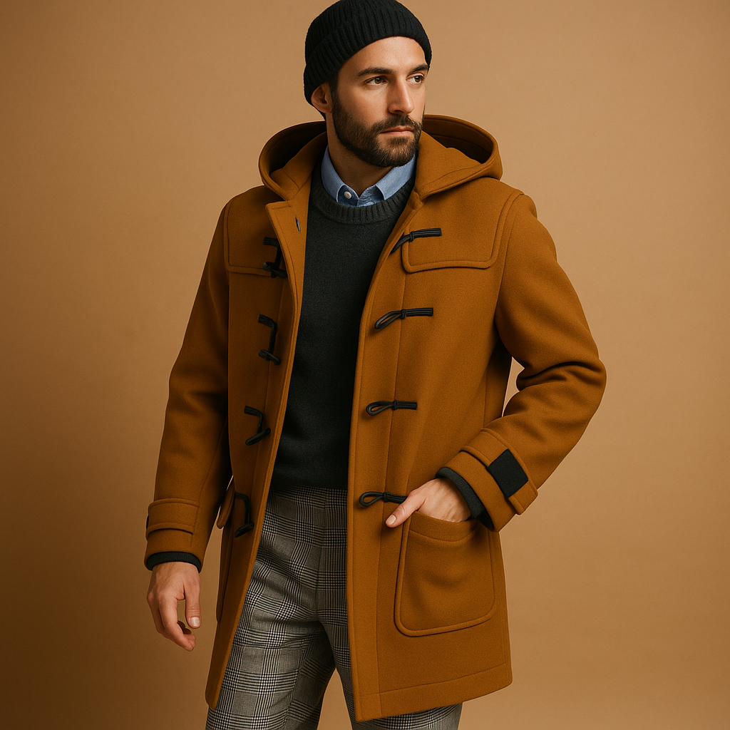 Men’s long winter coat with insulating design and extended cut, perfect for work, winter walks, and everyday wear.