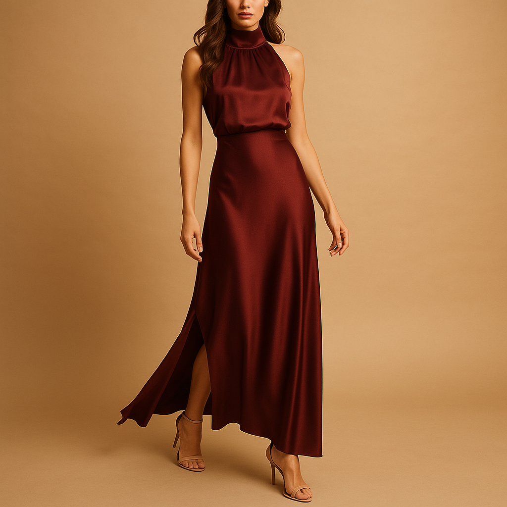 Maxi dress with slit for women named Celeste, with a flattering fit and breathable fabric, available in multiple colors, perfect for summer or special occasions.